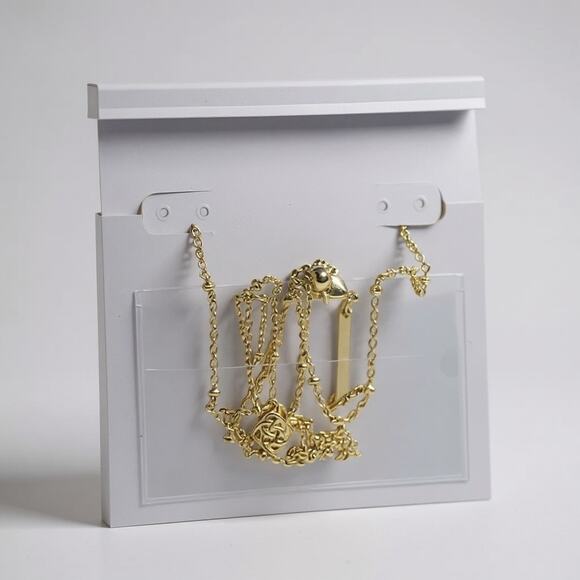 Kendra Scott Mini Elisa Necklace Duo (2) Gold & Pink Opalite NIB Boxes + Pouches - Picture 5 of 6